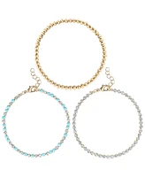 Jessica Simpson 3-Piece Chain & Crystal Bracelet Set