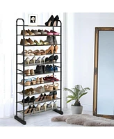 10-Tier Free-Standing Metal Frame Shoe Rack
