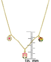 Lily Nily Girls Enamel Multi-color Flower Necklace in 18K Gold over Sterling Silver