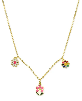 Lily Nily Girls Enamel Multi-color Flower Necklace in 18K Gold over Sterling Silver