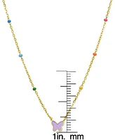 Lily Nily Girls Purple Enamel Butterfly Necklace in 18K Gold over Sterling Silver