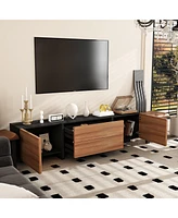 Tv stand with 2 doors and 2 drawers, media console with legs, wooden entertainment center