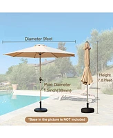 9FT Patio Umbrella, Outdoor Table Umbrella with Push Button Tilt and Crank, Uv Protection Waterproof Market Sun 8 Sturdy Ribs for Garden