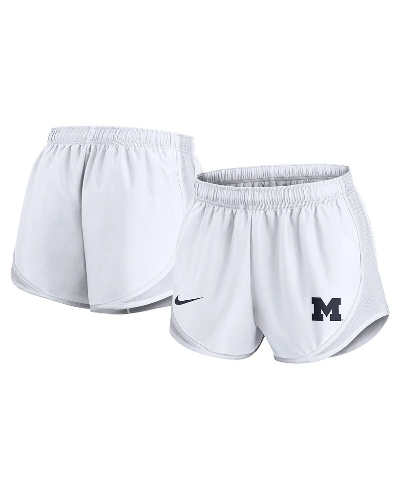 Nike Women's White Michigan Wolverines Performance Tempo Shorts