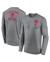 Nike Men's Heather Charcoal Philadelphia Phillies 2-Hit Legend Performance Long Sleeve T-Shirt
