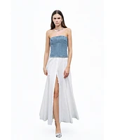 Nocturne Women's Stoned Strapless Denim Crop Top