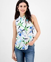 I.n.c. International Concepts Petite Printed Button-Front Top, Exclusively at Macy's