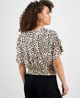 I.n.c. International Concepts Petite Scoop-Neck Ruched Top, Exclusively at Macy's