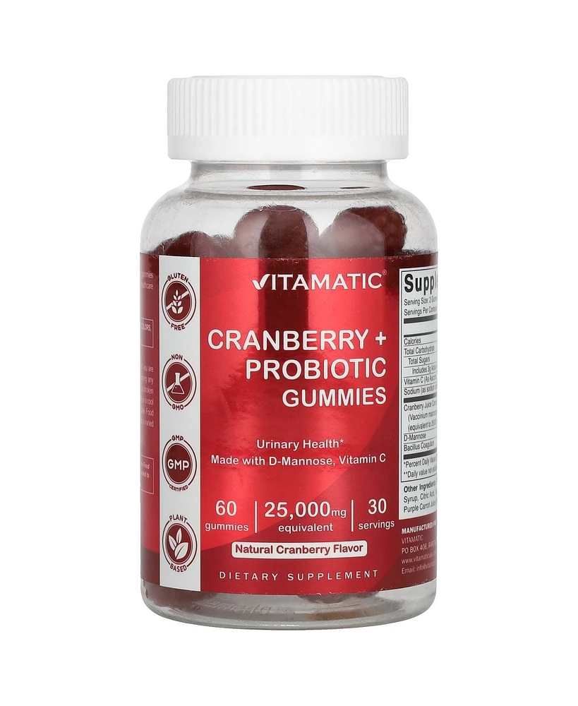 Vitamatic Cranberry + Probiotic Gummies Natural Cranberry 25 000 mg 60 Gummies (12