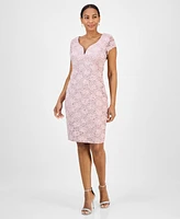 Connected Sequined Lace Sweetheart Sheath Dress