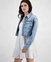 Tommy Jeans Women's Cotton Cropped Flag-Back Trucker Jacket
