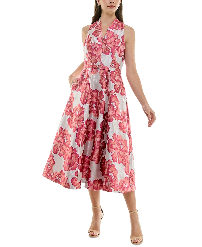 Taylor Women's Floral-Print Structured A-Line Dress