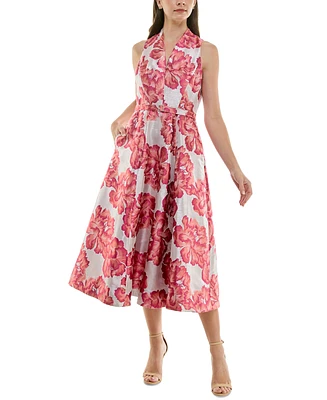 Taylor Women's Floral-Print Structured A-Line Dress