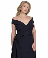 Eliza J Plus Off-The-Shoulder Sweetheart Side-Split Gown