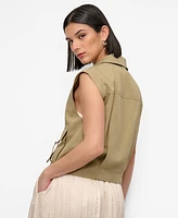 Dkny Women's Twill Notched Collar Cargo Vest