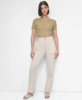 Dkny Women's Contrast-Stitch Denim Pants