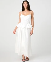 French Connection Women's Cotton Poplin Strappy Peplum Top