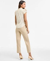 Anne Klein Womens Flutter Sleeve Straight Leg Pants