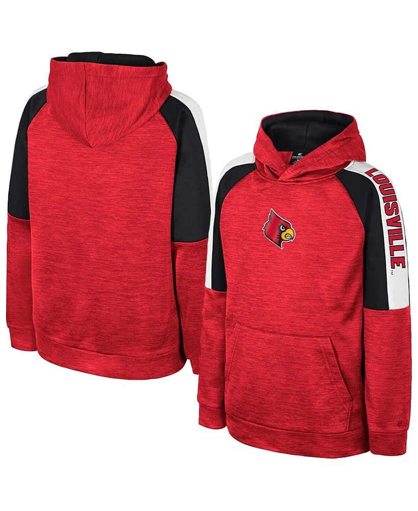 Colosseum Big Boys and Girls Red Louisville Cardinals Pullover Hoodie