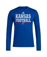 Adidas Men's Royal Kansas Jayhawks Locker Football Pre-Game Aeroready Long Sleeve T-Shirt