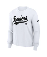 Nike Women's White Las Vegas Raiders Long Sleeve Boxy T-Shirt