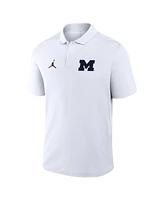 Jordan Men's White Michigan Wolverines Primetime Victory Primary Logo Performance Polo Shirt