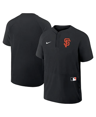 Nike Men's Black San Francisco Giants Authentic Collection Raglan Short Sleeve Windshirt