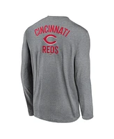 Nike Men's Heather Charcoal Cincinnati Reds 2-Hit Legend Performance Long Sleeve T-Shirt