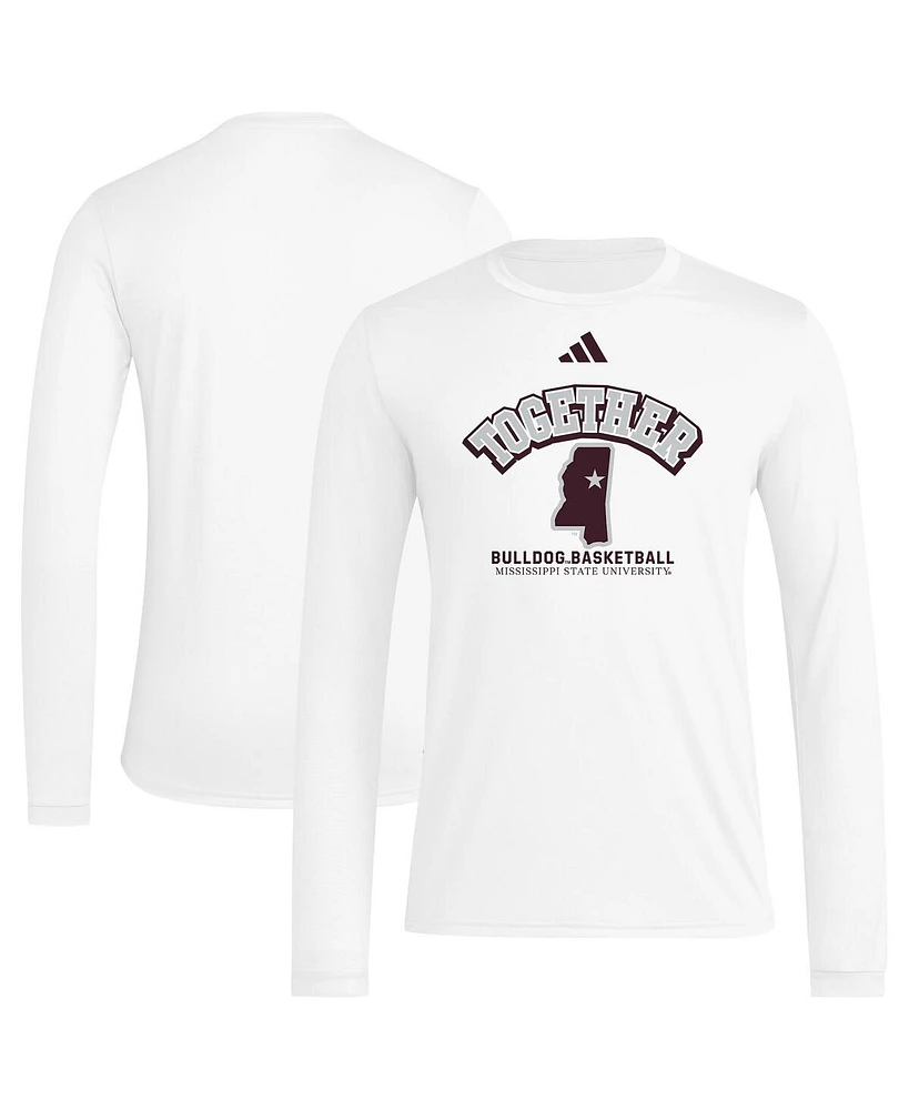 Adidas Men's White Mississippi State Bulldogs Together On-Court Pregame Long Sleeve T-Shirt
