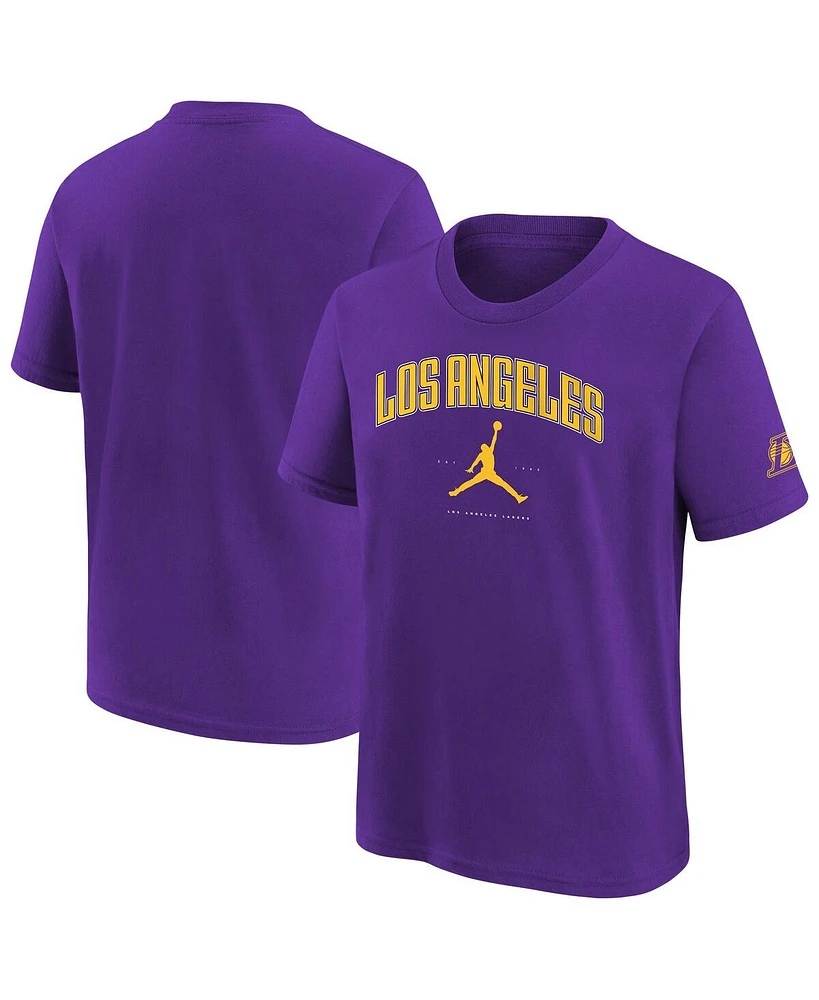 Jordan Big Boys and Girls Purple Los Angeles Lakers Essential Cities T-Shirt