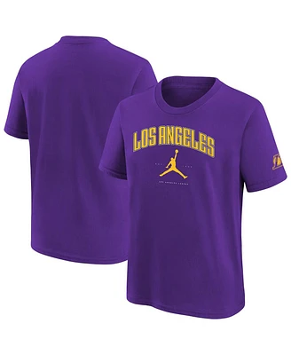Jordan Big Boys and Girls Purple Los Angeles Lakers Essential Cities T-Shirt