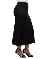 24seven Comfort Apparel Plus Comfortable Fold Over Maxi Skirt