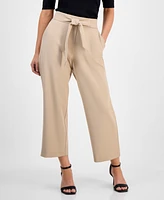 Ak Anne Klein Petite Tie-Front Wide-Leg Cropped Pants