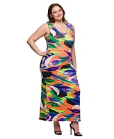 24seven Comfort Apparel Plus Razorback Tank Casual Maxi Dress