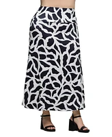 24seven Comfort Apparel Plus Elastic Waist A-Line Maxi Skirt