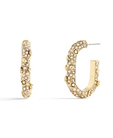 Coach Signature Faux Stone Pave Floral Hoop Earrings