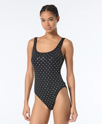 Michael Kors Women's Studded Scoop-Neck One-Piece Swimsuit