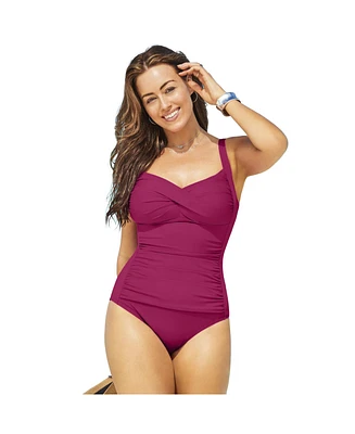 Swimsuits for All Plus Ruched Twist Front One Piece Swimsuit
