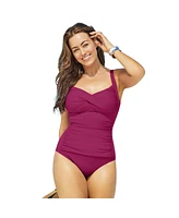 Swimsuits for All Plus Ruched Twist Front One Piece Swimsuit