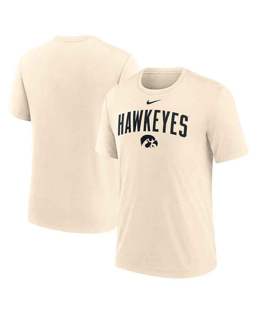 Nike Men's Cream Iowa Hawkeyes Natural Arch Logo Tri-Blend T-Shirt