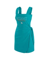Wear by Erin Andrews Women's Aqua Miami Dolphins Wrap Dress