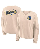 Fanatics Women's Natural Golden State Warriors Boxed Out Drop Fashion Long Sleeve T-Shirt