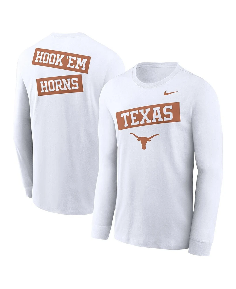 Nike Men's White Texas Longhorns Two-Hit Classic Location Long Sleeve T-Shirt