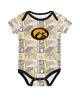 Outerstuff Newborn Black Iowa Hawkeyes Sunday Comics Bodysuit, Set of 3