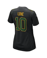 Nike Women's Jordan Love Black Green Bay Packers Fashion Game Jersey