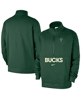 Nike Men's Hunter Green Milwaukee Bucks Courtside Club Half-Zip Jacket