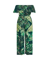City Chic Plus Peta Palm Jumpsuit
