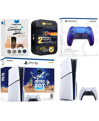 Sony PlayStation 5 Slim Disc PS5 Astro Bot Bundle with Extra Volcanic Red Controller, MightySkins Voucher and 2 Year Extended Warranty