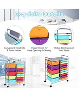 15-Drawer Utility Rolling Organizer Cart with Multi-Use Storage