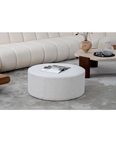 Versatile Round Boucle Table: Ottoman, Seat, End/Side Table